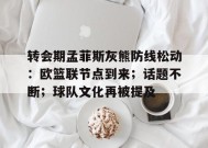转会期孟菲斯灰熊防线松动：欧篮联节点到来；话题不断；球队文化再被提及的简单介绍-电竞竞猜